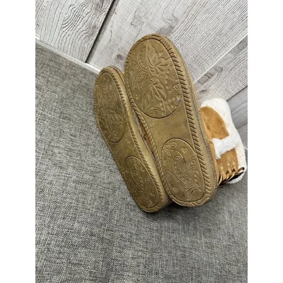 SO Womens Boots Size 5 Chestnut Brown Lori Style Winter Faux Fur Trim Winter - Picture 8 of 8